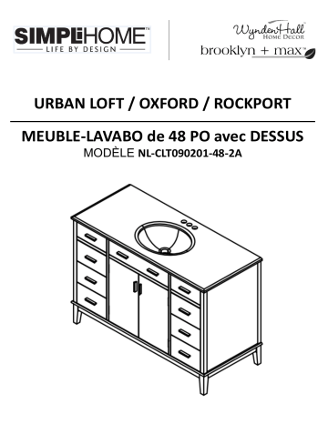 NL-CLT090201-48-2A | Simpli Home Urban Loft 48 in. Bath Vanity in Dark Espresso Brown with Quartz Marble Vanity Top in White with White Basin Guide d'installation | Fixfr