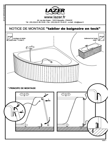 Manuel du propriétaire | LAZER TABLIER DE BAIGNOIRE TECK Manuel utilisateur | Fixfr