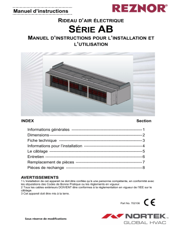 Mode d'emploi | Reznor AB industrial air curtains Manuel utilisateur | Fixfr