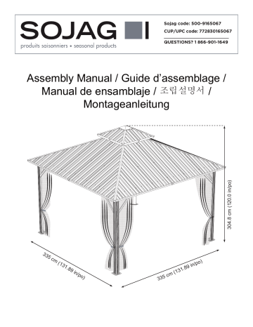 Mode d'emploi | Sojag 500-9165067 12 ft. D x 12 ft. W Genova II Double-Roof Aluminum Gazebo with Galvanized Steel Roof Panels and Mosquito Netting Manuel utilisateur | Fixfr