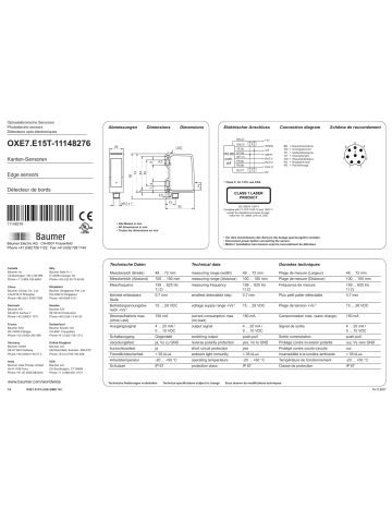 Baumer OXE7.E15T-11148276 Manuel utilisateur | Fixfr