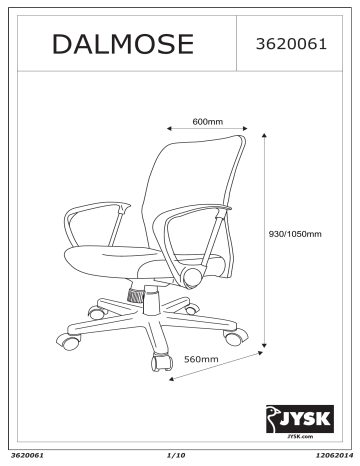 Manuel du propriétaire | JYSK Dalmose Chaise de bureau Manuel utilisateur | Fixfr