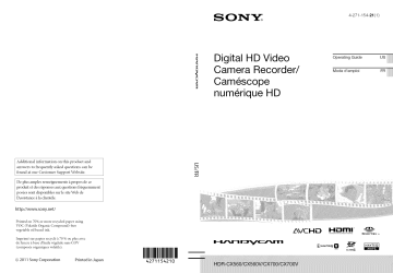 Sony HDR-CX560V Camcorder Manuel du propriétaire | Fixfr
