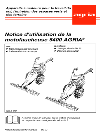 Manuel du propriétaire | Agria 5400 Cutterbar Mower, Mower Drive, Planetary Manuel utilisateur | Fixfr