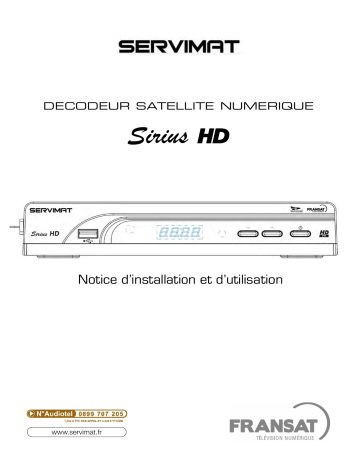 Manuel du propriétaire | Servimat Sirius HD (Fransat) Récepteur numérique Manuel utilisateur | Fixfr