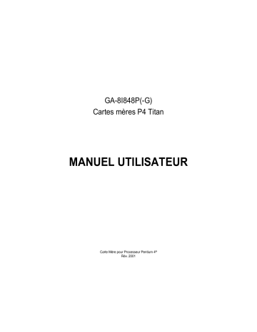 Manuel du propriétaire | Gigabyte GA-8I848P-G Manuel utilisateur | Fixfr