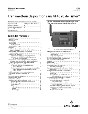 Fisher Transmetteur de position sans fil 4320 de ( 4320 Wireless Position Monitor) Manuel du propriétaire | Fixfr
