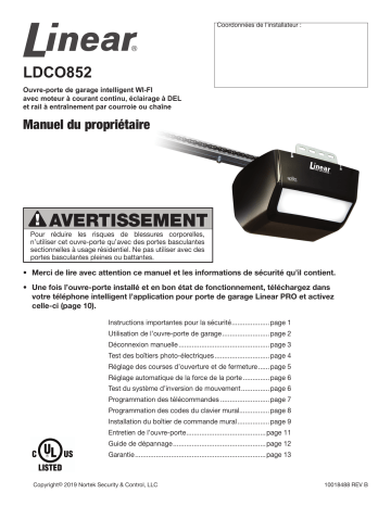 Linear LDCO852 Manuel utilisateur | Fixfr