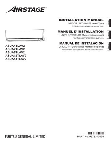 ASUA14TLAV2 | ASUA9TLAV2 | ASUA4TLAV2 | ASUA7TLAV2 | Installation manuel | Fujitsu ASUA12TLAV2 Guide d'installation | Fixfr