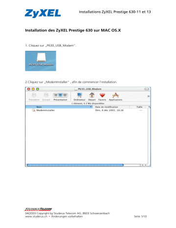 Manuel du propriétaire | ZyXEL PRESTIGE 630-11 UND 13 MAC OS.X Manuel utilisateur | Fixfr