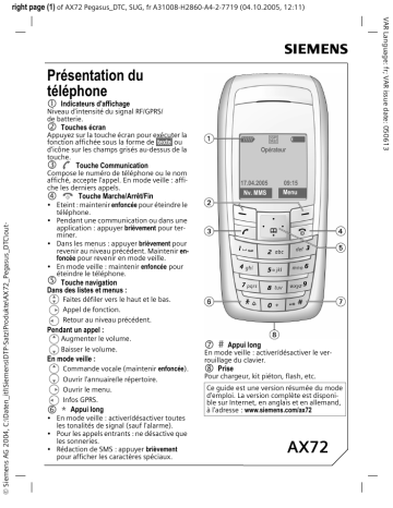 Mode d'emploi | Siemens AX72 Manuel utilisateur | Fixfr