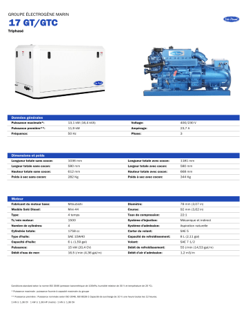 Solé Diesel 17 GT/GTC Marine Generator Manuel utilisateur | Fixfr