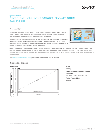 SMART Technologies Board 6000 and 6000 Pro spécification | Fixfr