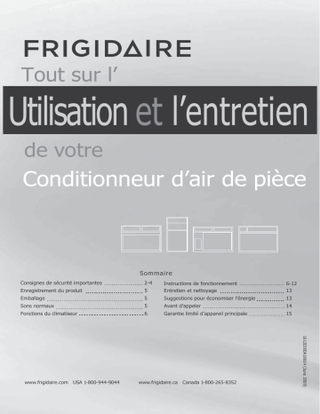 Manuel du propriétaire | Frigidaire FFRE153WAE Climatiseur Manuel utilisateur | Fixfr