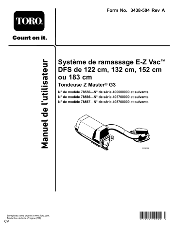 60in E-Z Vac DFS Collection System, Z Master G3 Mower | 48in and 52in E-Z Vac DFS Collection System, Z Master G3 Mower | Toro 72in E-Z Vac DFS Collection System, Z Master G3 Mower Attachment Manuel utilisateur | Fixfr