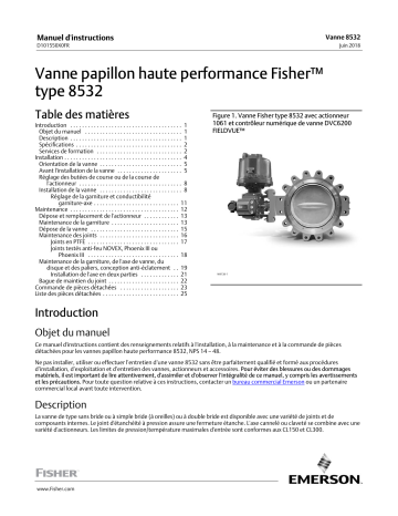 Mode d'emploi | Fisher Vanne papillon haute performance type 8532 ( 8532 High Performance Butterfly Valve) Manuel utilisateur | Fixfr