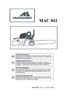 MC CULLOCH MAC 842 Manuel utilisateur