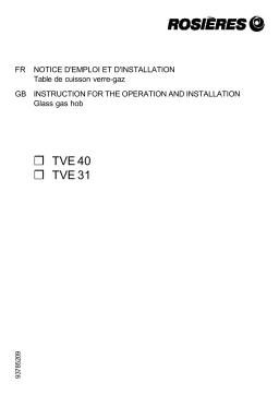 ROSIERES TVE 31 PN Table de cuisson Manuel utilisateur