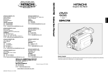Mode d'emploi | Hitachi DZ-MV270E Manuel utilisateur | Fixfr