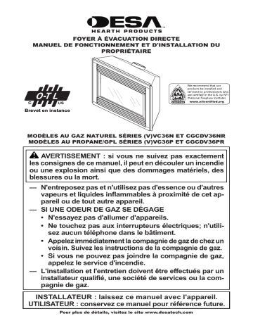 VVC36P1 | VCC36P | VVC36PB1 | VVC36NH1 | VCC36NH | CGCDV36PR | CGCDV36NR | VVC36N1 | VVC36N-HA | VVC36NB-HA | VC36PH | VC36PB | VC36NB | VC36NB-HA | VC36NH | VC36N-HA | VC36NH-HA | VVCC36P1 | VVCC36NH1 | FMI VCC36N Fireplace Manuel utilisateur | Fixfr
