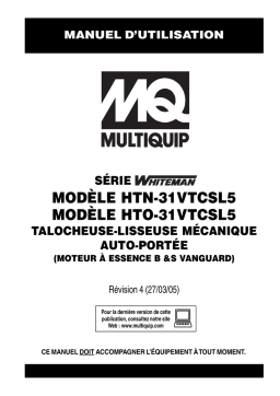 MQ Multiquip HTN-HTO-31V Truelles ride-on Manuel utilisateur