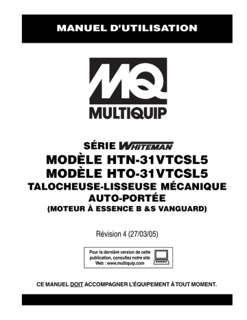 Mode d'emploi | MQ Multiquip HTN-HTO-31V Truelles ride-on Manuel utilisateur | Fixfr