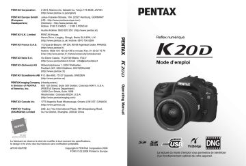 Pentax Série K-20D Mode d'emploi | Fixfr