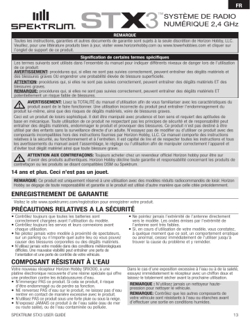 Spektrum STX3 3CH 2.4 GHz FHSS Radio System Manuel utilisateur | Fixfr