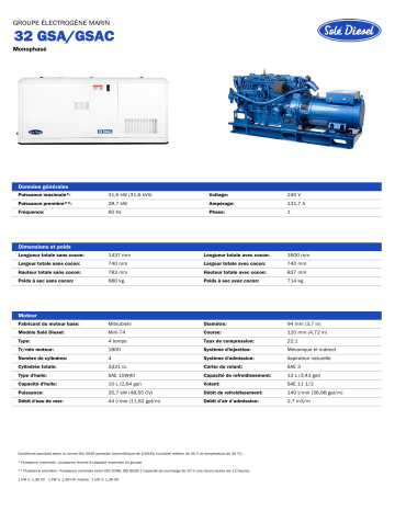 Solé Diesel 32 GSA/GSAC Marine Generator Manuel utilisateur | Fixfr