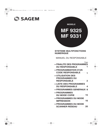 Manuel du propriétaire | Sagem MF 9331 Manuel utilisateur | Fixfr