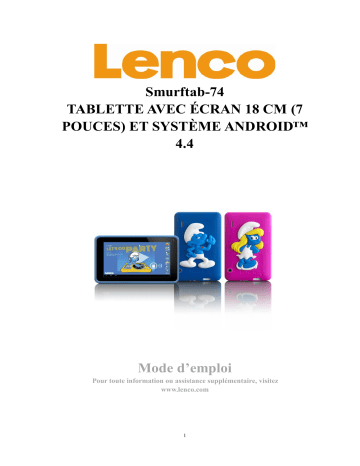 Lenco SmurfTab 74 Mode d'emploi | Fixfr