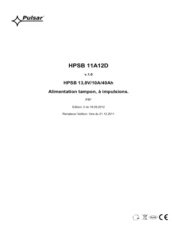 Mode d'emploi | Pulsar HPSB11A12D - v1.0 Manuel utilisateur | Fixfr