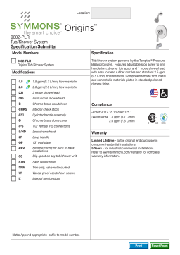 Symmons 9602-X-PLR-1.5 Origins Temptrol Single-Handle 1-Spray Tub and Shower Faucet with Stops in Chrome (Valve Not Included) spécification
