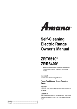 Amana ZRR6400WW Cuisinière Manuel utilisateur