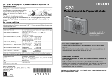 Ricoh CX1 Mode d'emploi | Fixfr