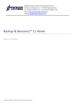 Paragon Software Backup & Recovery 11 Home Manuel utilisateur