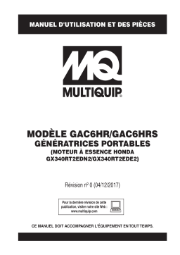MQ Multiquip GAC6HR-GAC6HRS Manuel utilisateur