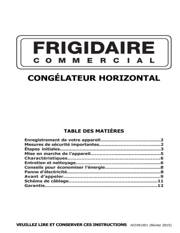 Manuel du propriétaire | Frigidaire FCCS071QW Manuel utilisateur | Fixfr