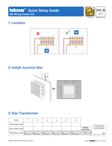 Watts tN4 Wiring Center 315  Manuel utilisateur | Fixfr