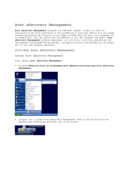 Acer ERECOVERY MANAGEMENT Manuel utilisateur