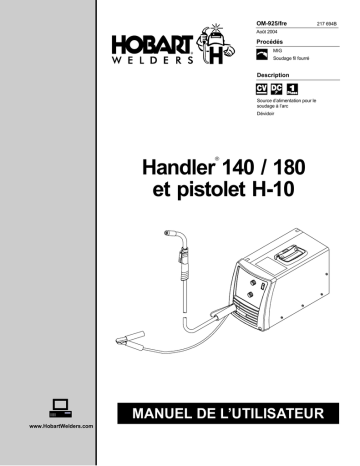 HANDLER 180 AND H-10 GUN | Manuel du propriétaire | HobartWelders HANDLER 140 AND H-10 GUN Manuel utilisateur | Fixfr