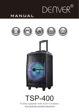 Denver TSP-400 12” Bluetooth trolley speaker Manuel utilisateur