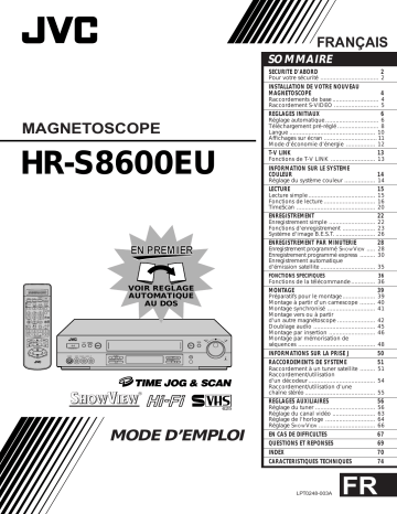 Manuel du propriétaire | JVC HR-S8600EU Manuel utilisateur | Fixfr