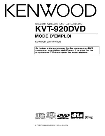 Manuel du propriétaire | Kenwood KVT-920DVD Manuel utilisateur | Fixfr