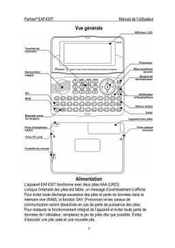 Ectaco Arabic/English/French Partner EAF430T Manuel utilisateur