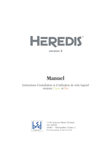Manuel du propriétaire | BSD CONCEPT HEREDIS 9 Manuel utilisateur | Fixfr