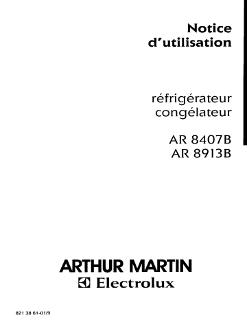 Manuel du propriétaire | Arthur Martin-Electrolux AR3115B Réfrigérateur combiné Manuel utilisateur | Fixfr