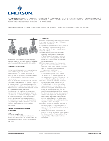 Hancock Cast Steel Gate, Globe and Check Valves IOM Manuel du propriétaire | Fixfr