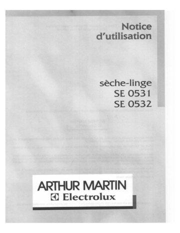 SE0532 | ARTHUR MARTIN ELECTROLUX SE0531 Manuel utilisateur | Fixfr