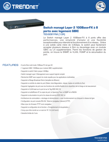 Trendnet TEG-S081FMi 8-Port 100base-FX Layer 2 Managed Fiber Switch Fiche technique | Fixfr